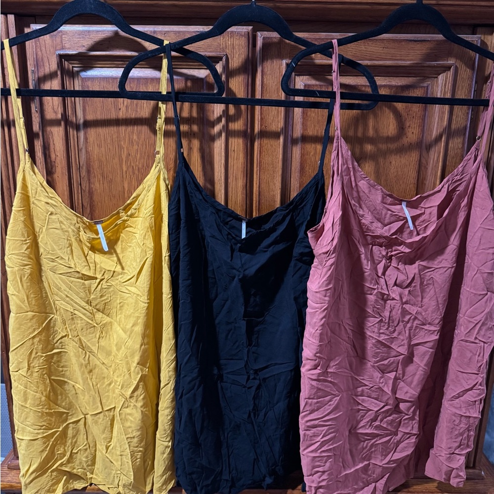 New Free People Yellow, Black, and Pink Camisoles